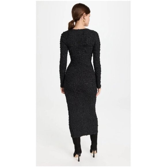 NWT Mara Hoffman Dione Black Popcorn Smocked Cutout Dress - Picture 2 of 8